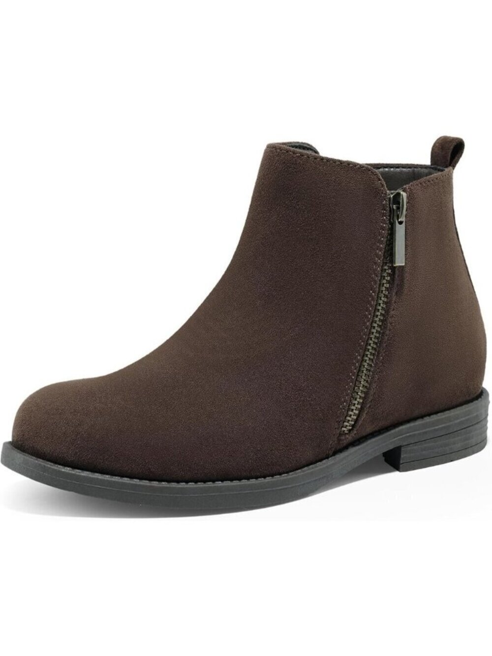 Women's Ankle Brown Boots Short Flat Low Heel Dress Chelsea Casual Classic